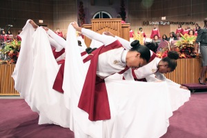 The praise dancers of the Apostolic Faith Church.  Louis Byrd photographer
